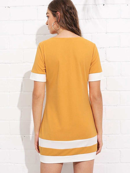 Colour Block Stripe Shift Dress Periwinkley Shop