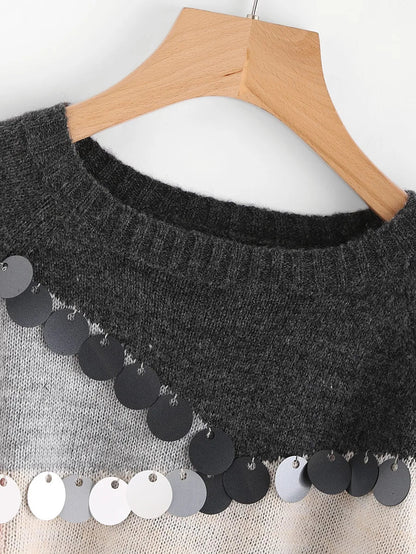 Sequin Decoration Contrast Sweater Periwinkley Shop