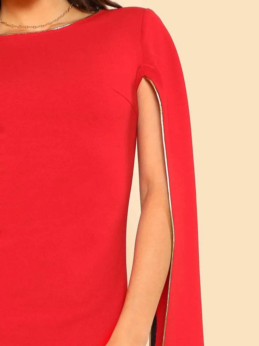 Contrast Tipping Cloak Sleeve Dress Periwinkley Shop