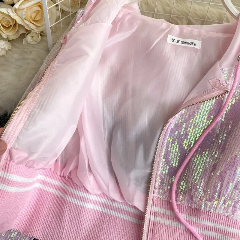 Bling Bling Sequined Short Design Summer Jacket Periwinkley Shop
