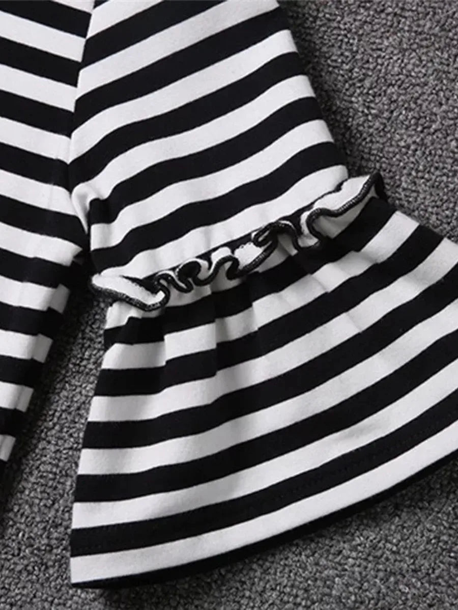 Striped short  ruffled sleeve dress Periwinkley Shop