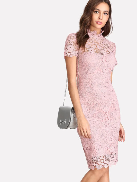 Open Back Guipure Lace Overlay Dress Periwinkley Shop
