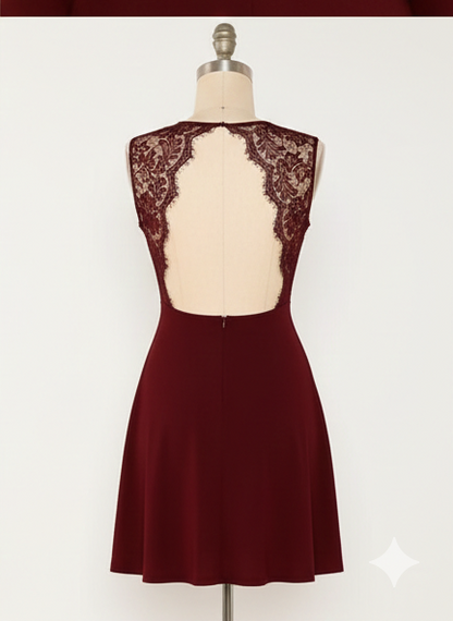 Eyelash Lace Open Back Skater Dress