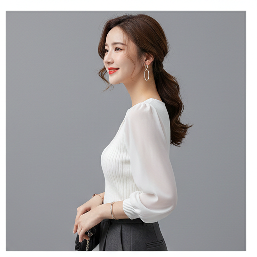 V neck knitted blouse