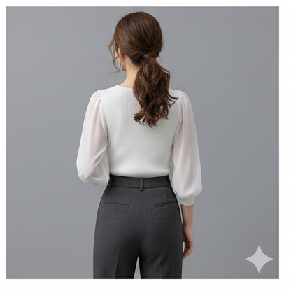 V neck knitted blouse