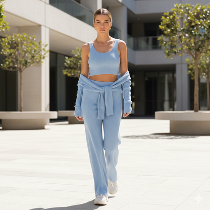 3-Piece Ribbed Knit Co-ord Set: