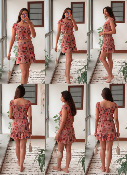 Elora Blush Floral Smocked Two-Piece Set