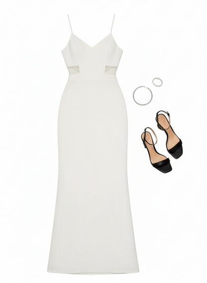 Lace back cami prom dress