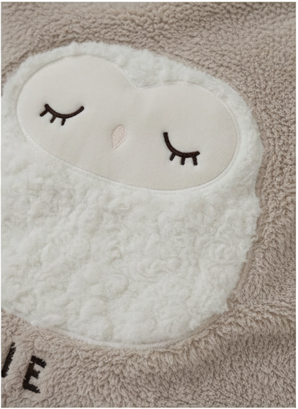 Owl & Letter Embroidered Plush Pyjama Set