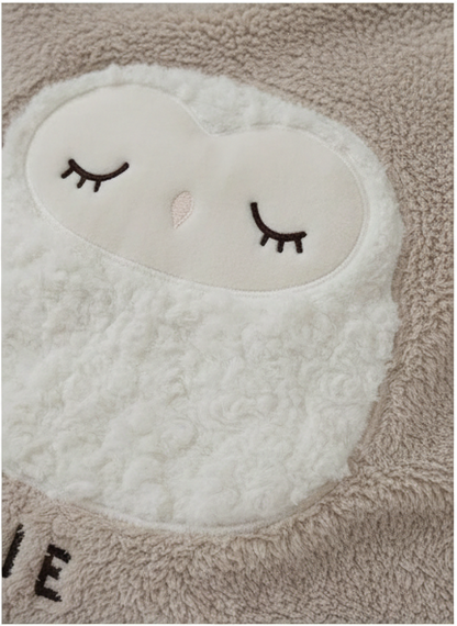 Owl & Letter Embroidered Plush Pyjama Set