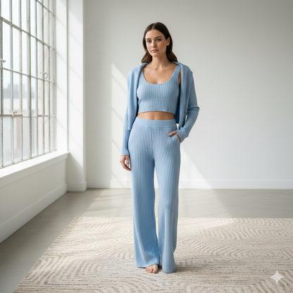 3-Piece Ribbed Knit Co-ord Set: