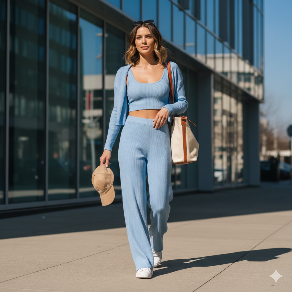 3-Piece Ribbed Knit Co-ord Set: