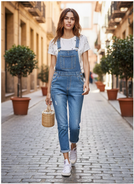 Ripped Dungarees With Pocket