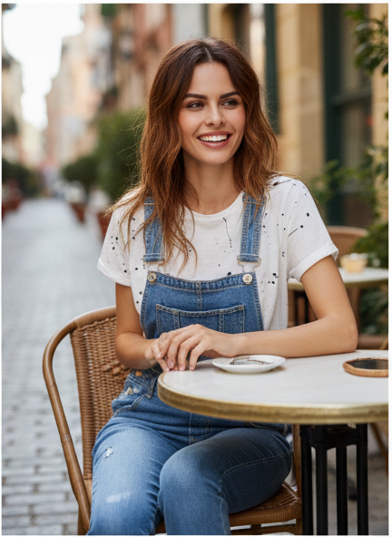 Ripped Dungarees With Pocket