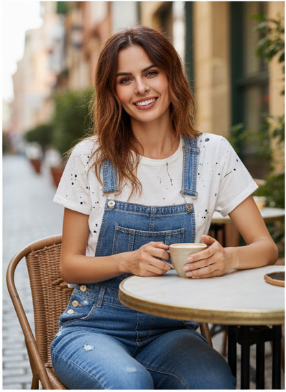 Ripped Dungarees With Pocket