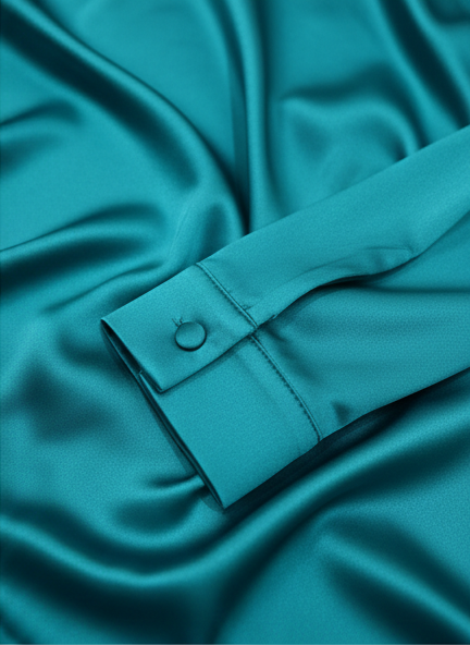 Ruched Bishop Sleeve Satin Dress