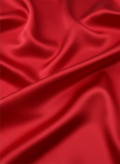 Deep Neck Red Satin Dress