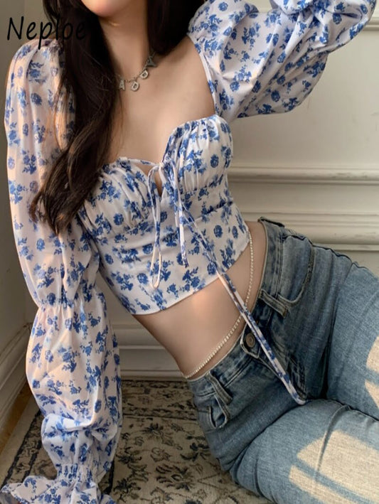 Square Collar Collarbone Short Exposed Top Periwinkley Shop