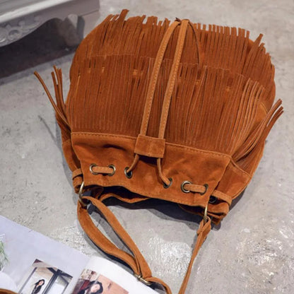 Fringe bucket bag - Brown Periwinkley Shop