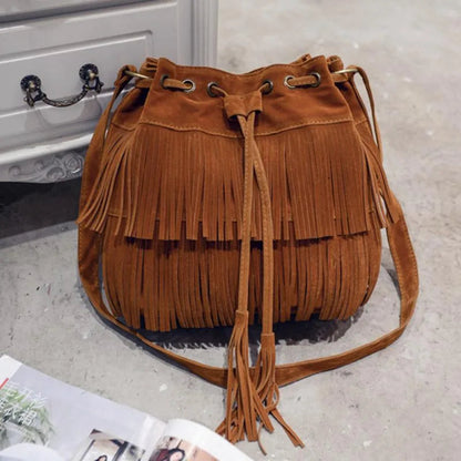 Fringe bucket bag - Brown Periwinkley Shop