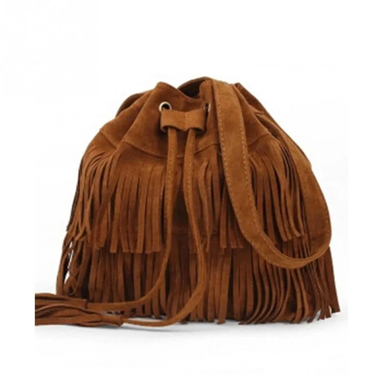 Fringe bucket bag - Brown Periwinkley Shop
