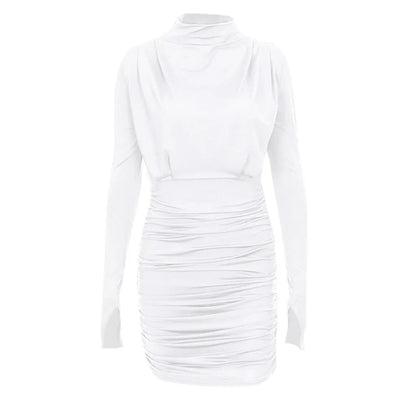 Autumn Women Dress Bodycon turtleneck Long Sleeve Mini Party Dress Elegant Party Outfits Sexy Dress Club Clothes Ropa Mujer