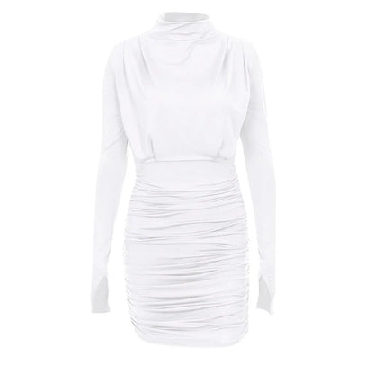 Autumn Women Dress Bodycon turtleneck Long Sleeve Mini Party Dress Elegant Party Outfits Sexy Dress Club Clothes Ropa Mujer