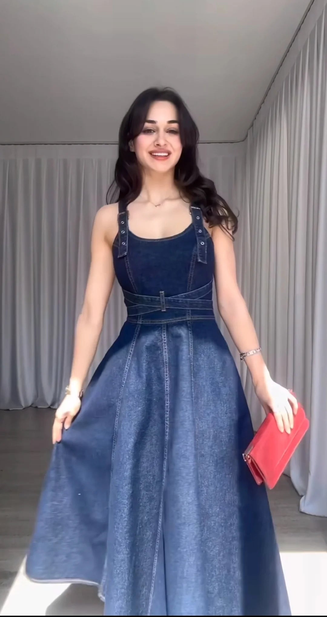Rebecca Summer Denim Long Skirt Dress Periwinkley Shop