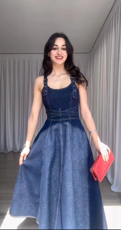 Rebecca Summer Denim Long Skirt Dress Periwinkley Shop