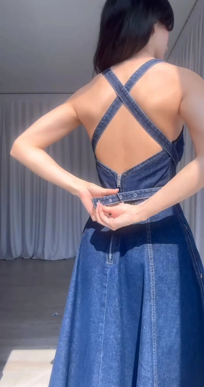 Rebecca Summer Denim Long Skirt Dress Periwinkley Shop