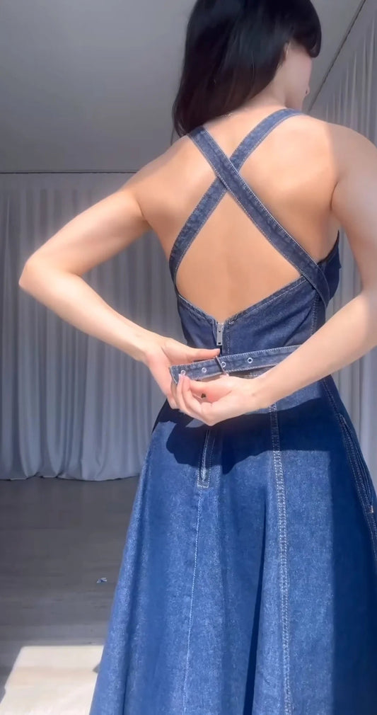 Rebecca Summer Denim Long Skirt Dress Periwinkley Shop