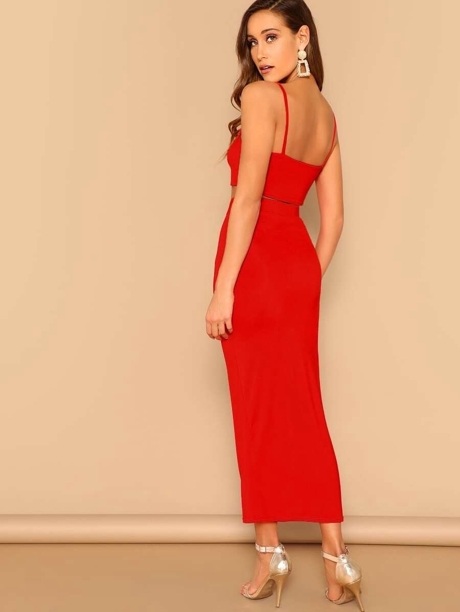 Crop Cami Top and Bodycon Skirt Set Periwinkley Shop