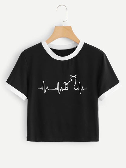 Animal print ringer crop tee Periwinkley Shop