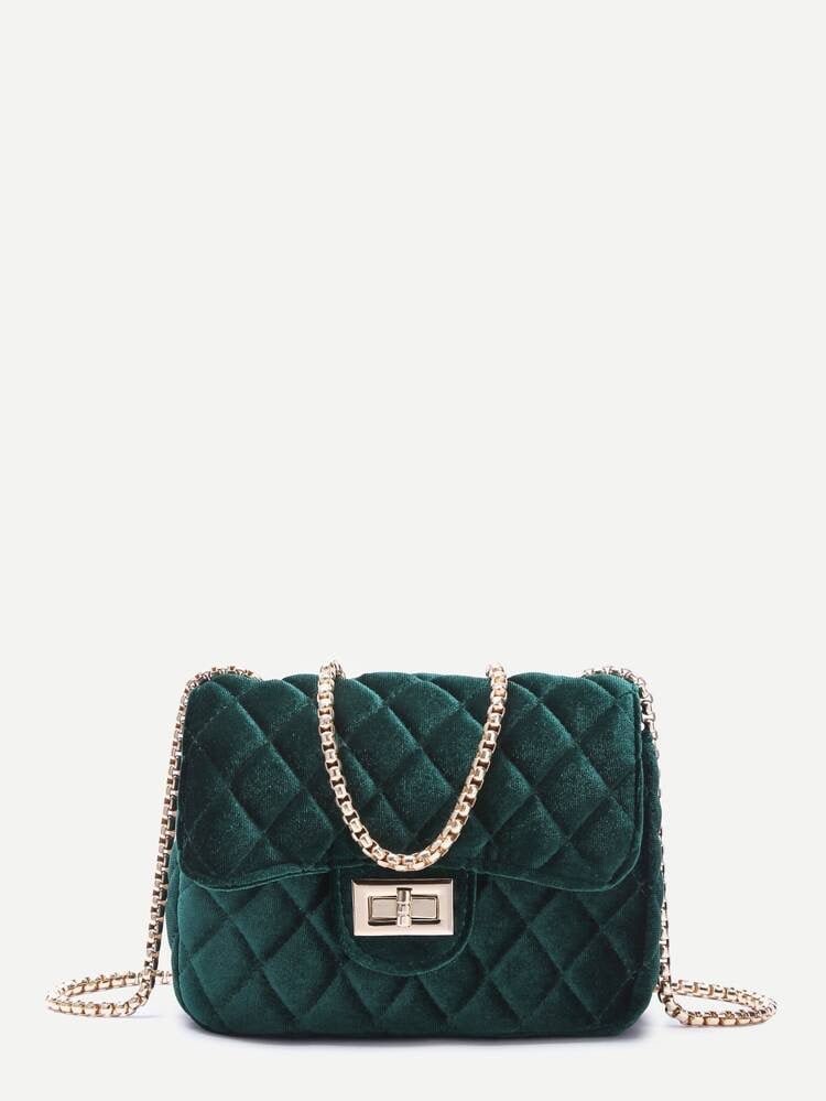 Quilted chain bag-Green Periwinkley Shop