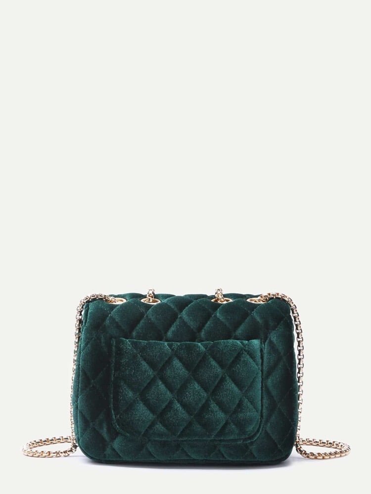 Quilted chain bag-Green Periwinkley Shop