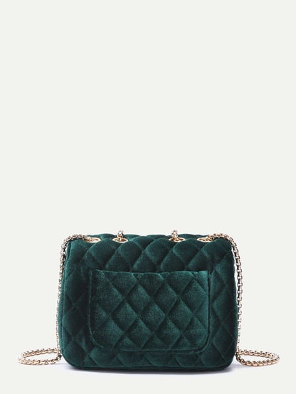 Quilted chain bag-Green Periwinkley Shop