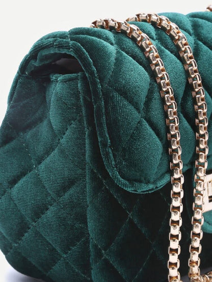 Quilted chain bag-Green Periwinkley Shop