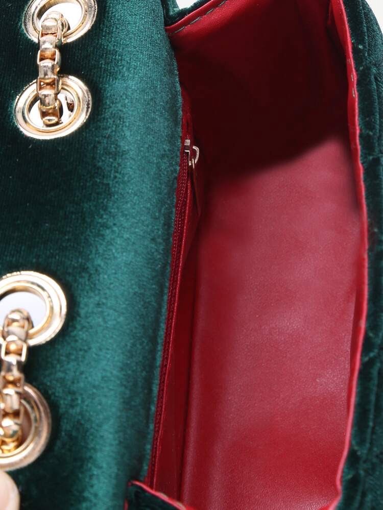 Quilted chain bag-Green Periwinkley Shop