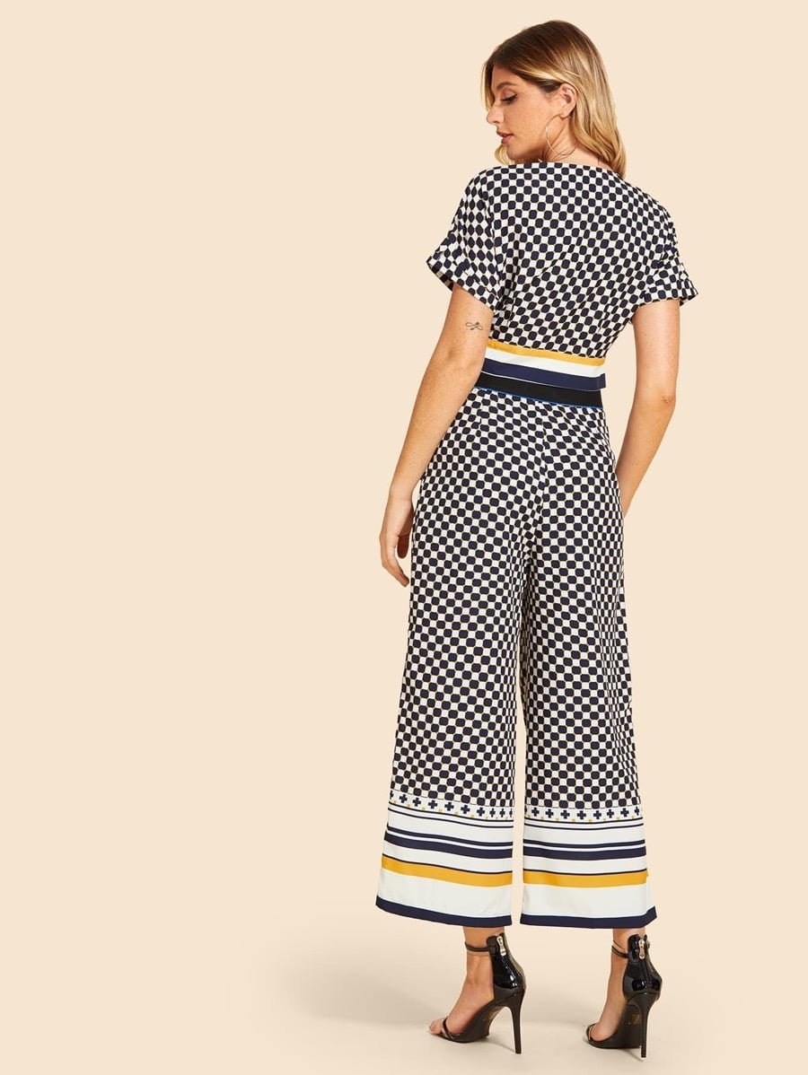 Geometric Knot Side Striped Panel Top With Pants Periwinkley Shop