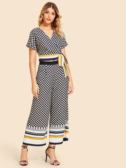 Geometric Knot Side Striped Panel Top With Pants Periwinkley Shop