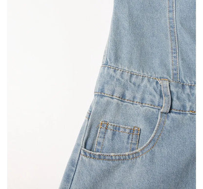 Moxub - Strapless Pocket Detail Distressed Wide Leg Jumpsuit Periwinkley Shop