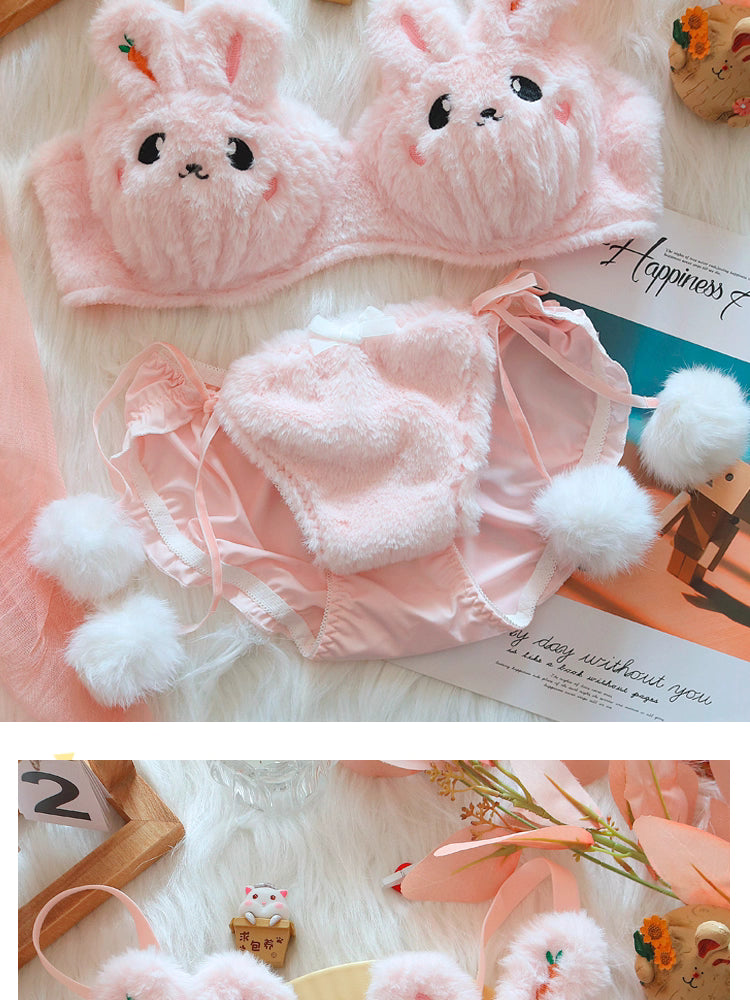 Bunny plush lingerie set -Pink Periwinkley Shop