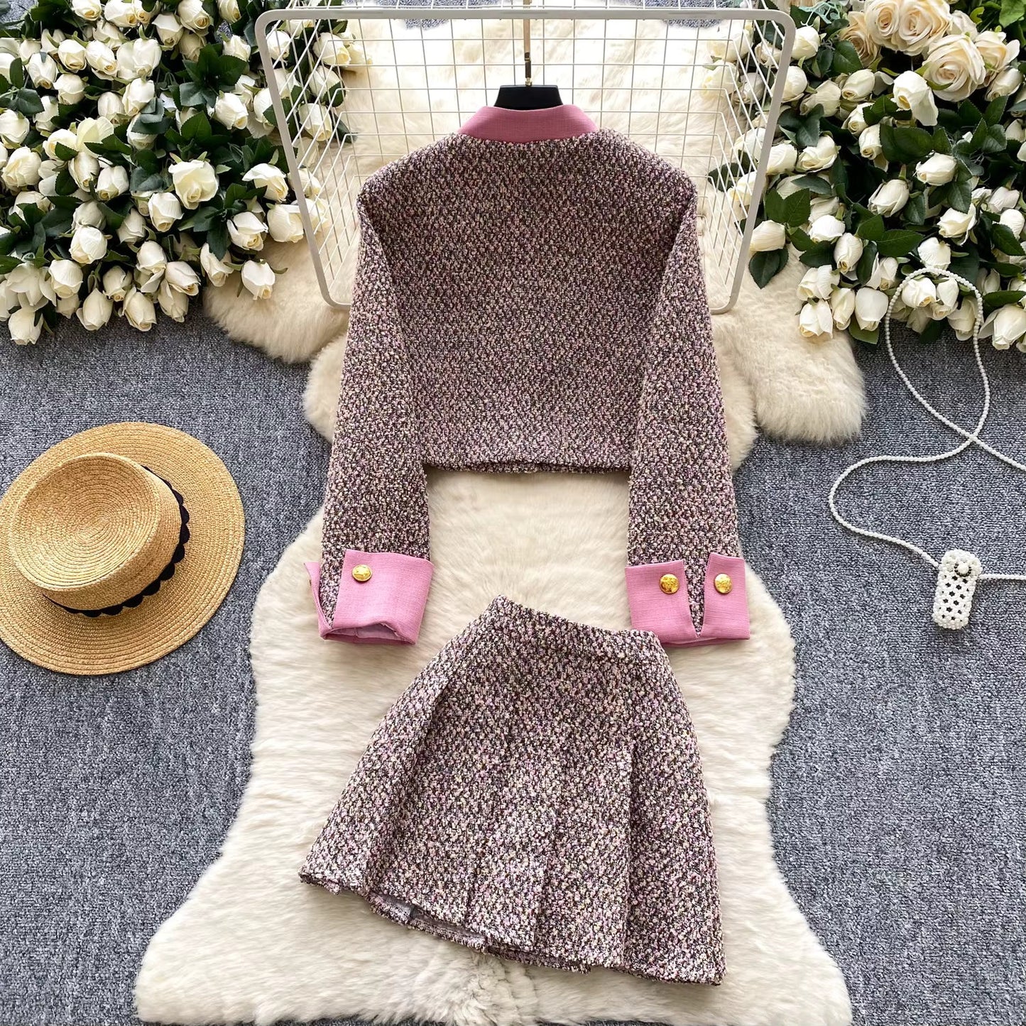 Parisian Autumn Tweed Co-Ord Set Periwinkley Shop