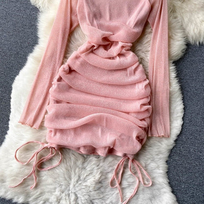 Off Shoulder bodycon mini dress -pink Periwinkley Shop