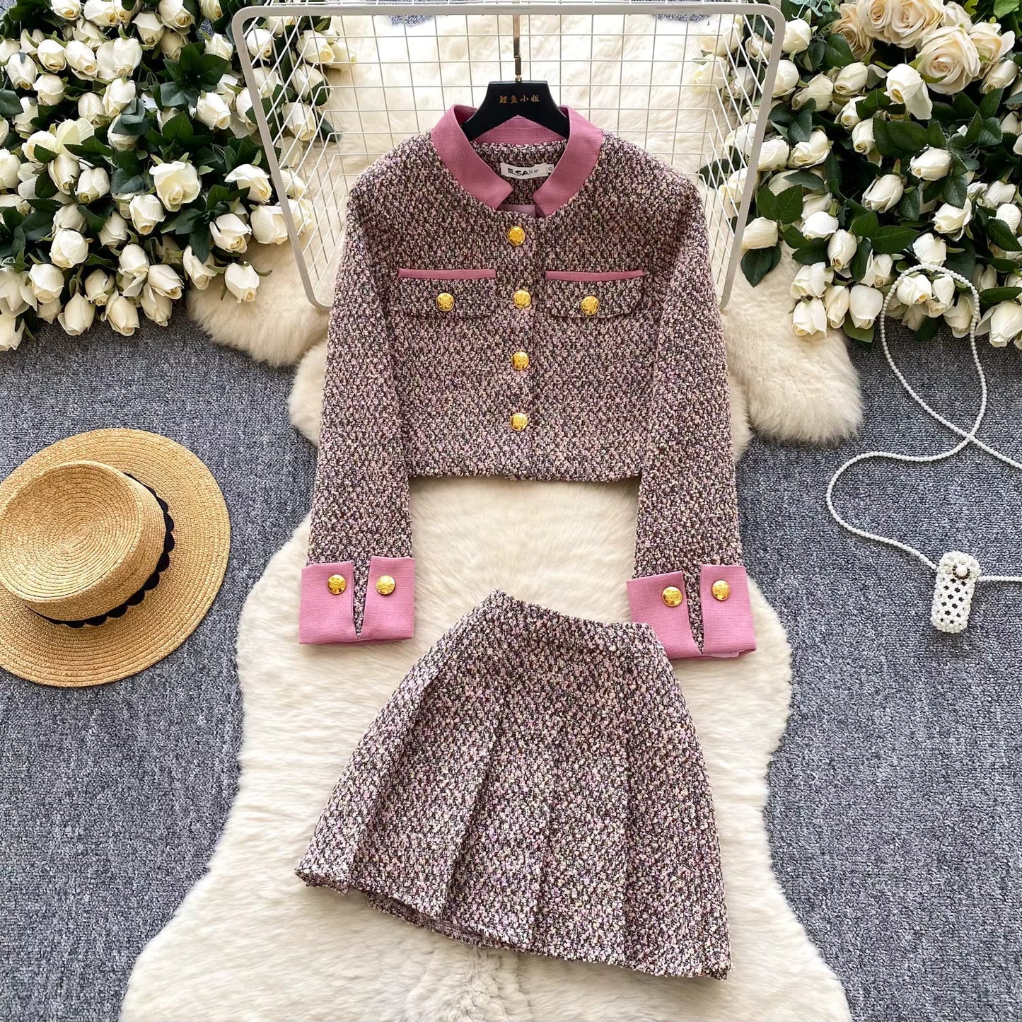 Parisian Autumn Tweed Co-Ord Set Periwinkley Shop