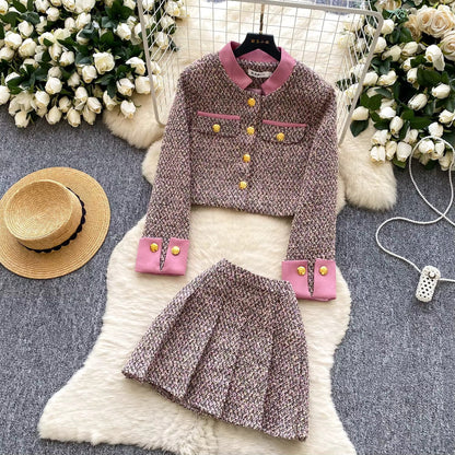 Parisian Autumn Tweed Co-Ord Set Periwinkley Shop