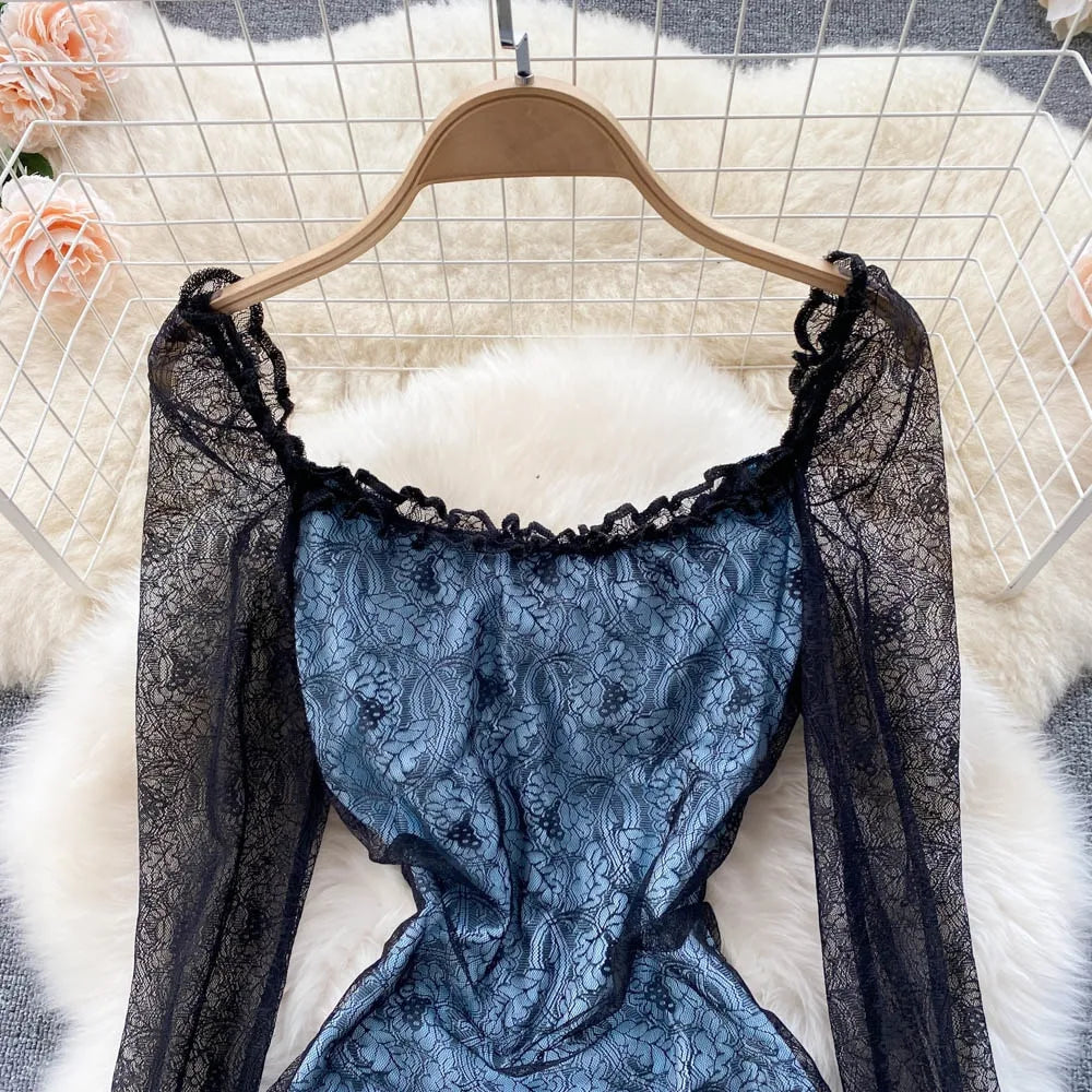 Hollow Out Floral Lace Mini Bodycon Dress Periwinkley Shop