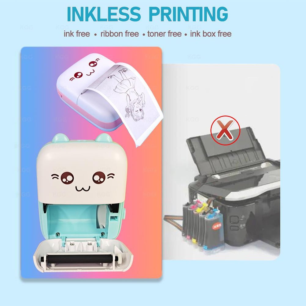 Portable Thermal Printer Mini Cat Print Paper Photo Pocket Thermal Printer Periwinkley Shop