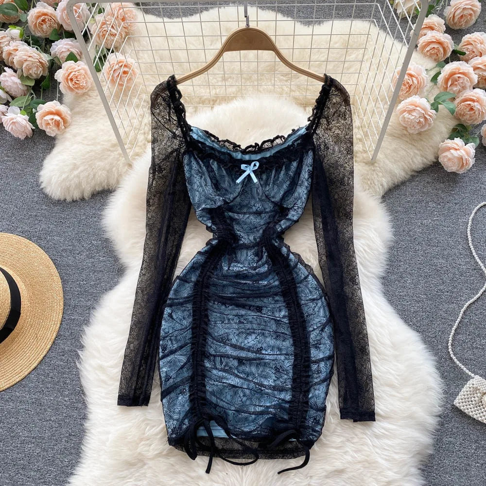 Hollow Out Floral Lace Mini Bodycon Dress Periwinkley Shop
