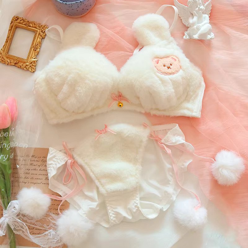 plush Teddy Lingerie Set - White Periwinkley Shop